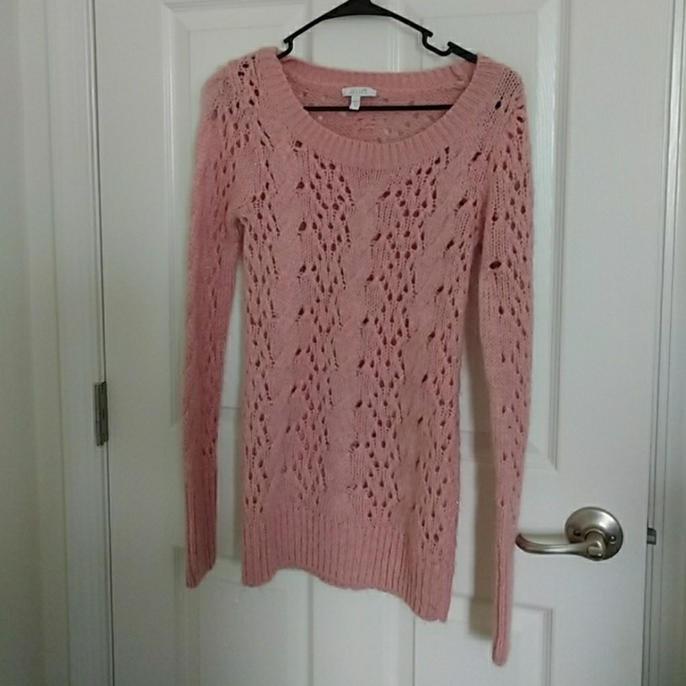 Pink open knit sweater